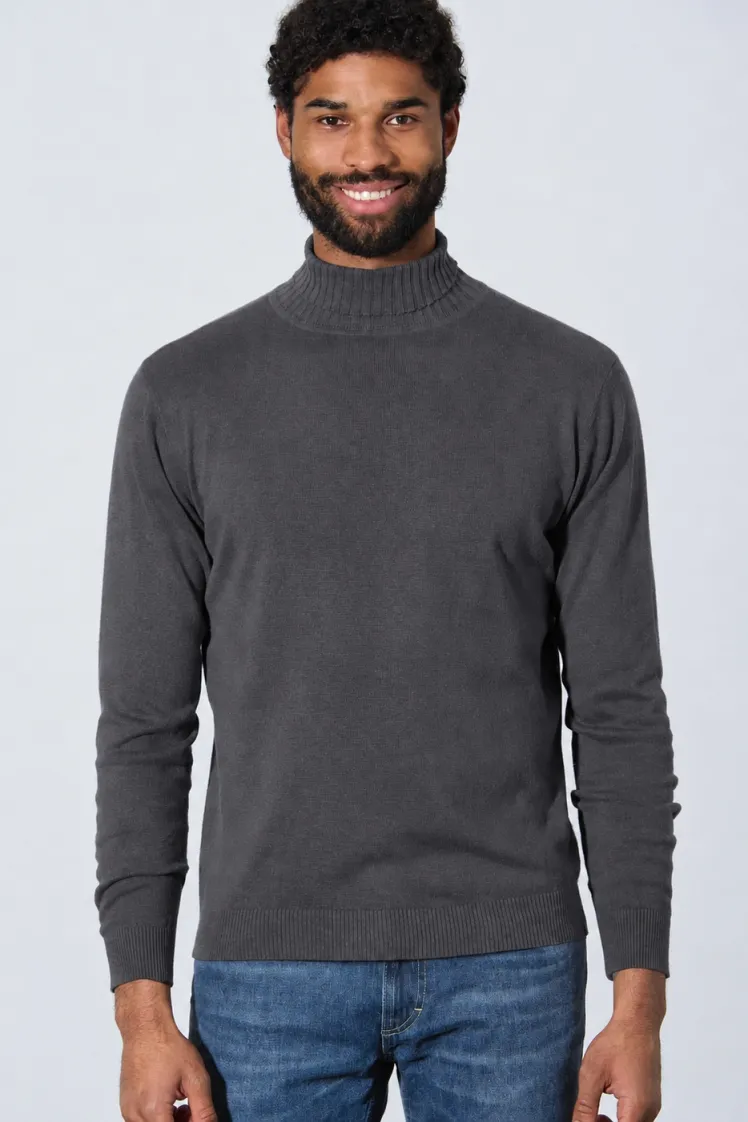 HempAge Hempage Herren vegan Feiner Rollkragenpullover In Anthrazit, Grau, – Produktbild 2 von 2