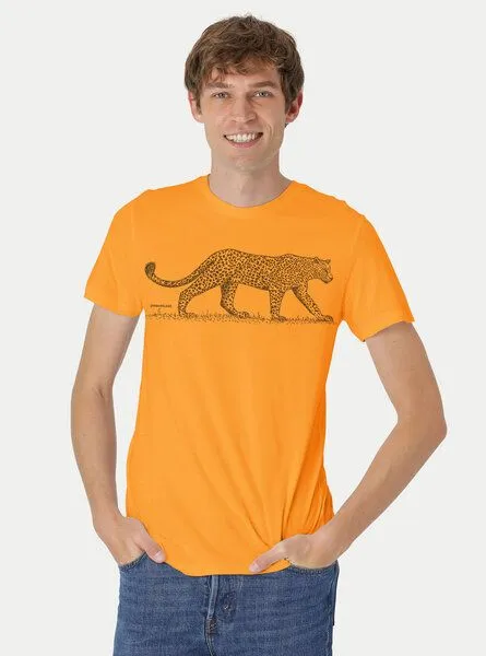 Peaces.bio - handbedruckte Biomode Peaces.bio - handbedruckte Biomode Bio Fit T-Shirt Leopard Herren, Hellorange, – Produktbild 1 von 1