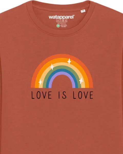watapparel watapparel Sweatshirt Unisex Love is Love, Heritage brown, – Produktbild 3 von 3