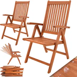 Casaria® Klappstuhl 2er-Set ergonomisch verstellbar 5 Positionen Eukalyptus – Produktbild 1 von 1