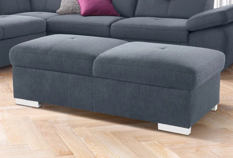 exxpo - sofa fashion Hocker Spring Bankhocker, guter Sitzkomfort und tolle Verarbeitungsdetails, aus Luxus-Microfaser +Simply Clean - für besonders einfache Reinigung!, Blau, – Produktbild 3 von 5