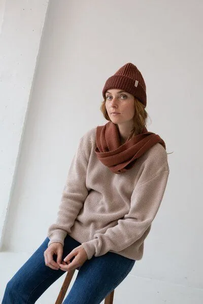 TIRALAHILACHA TIRALAHILACHA Tayo chunky wool scarf, Rot, – Produktbild 2 von 4