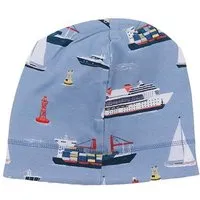Walkiddy Beanie Hellblau Marine Adventures Schiffe-Allover Bio-Baumwolle GOTS – Walkiddy – Produktbild 1 von 1