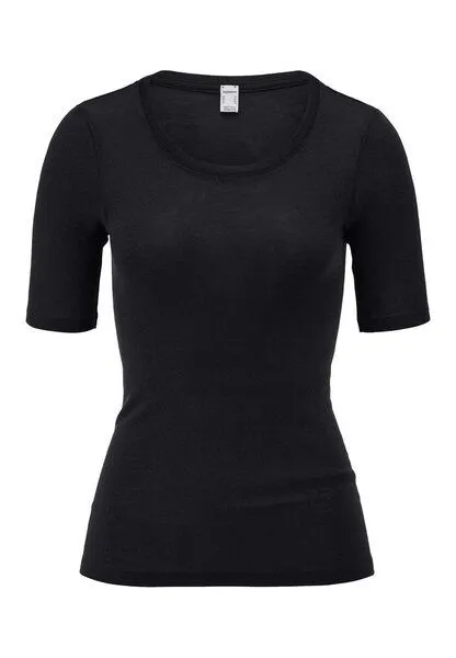 hessnatur hessnatur T-Shirt PURE FUNCTION aus Bio-Merinowolle mit Seide, Schwarz, – Produktbild 3 von 4