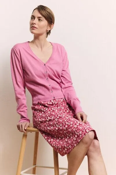 Tranquillo Tranquillo Strickjacke Linaa aus Bio-Baumwolle, Rose, – Produktbild 6 von 6