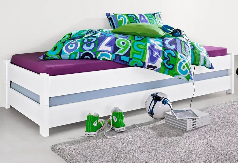 OTTO home Stapelliege "Femmy " 2 Betten, stapelbar, platzsparend, zertifiziertes Massivholz (Kiefer), Weiß, – Produktbild 2 von 5