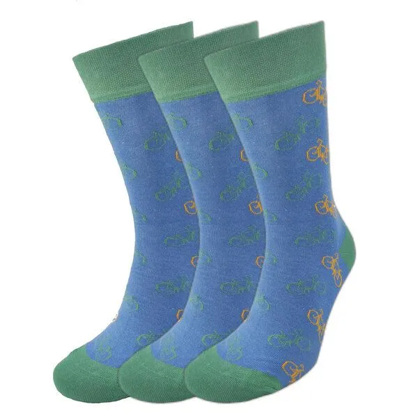 BLS Organic BLS Organic 3er PACK GOTS zertifiziert 98 % Bio Baumwolle Socken mit Fahrrad Print, Blau, – Produktbild 1 von 1