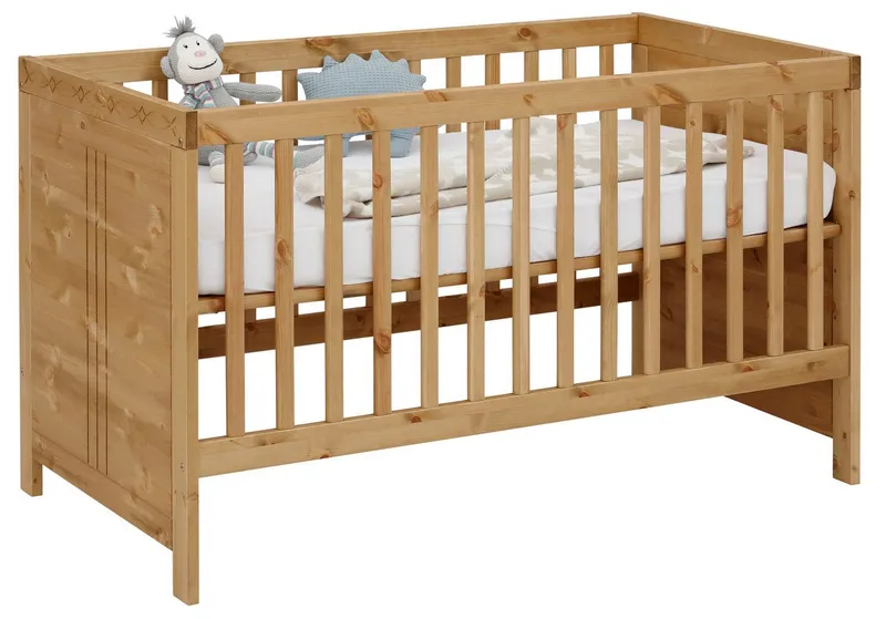OTTO home Babybett Indra, Schlupfsprossen, 4-fach verstellbare Liegehöhe, FSC® zertifiziertes Massivholz, Landhausstil mit tollen Details, Beige, – Produktbild 2 von 5