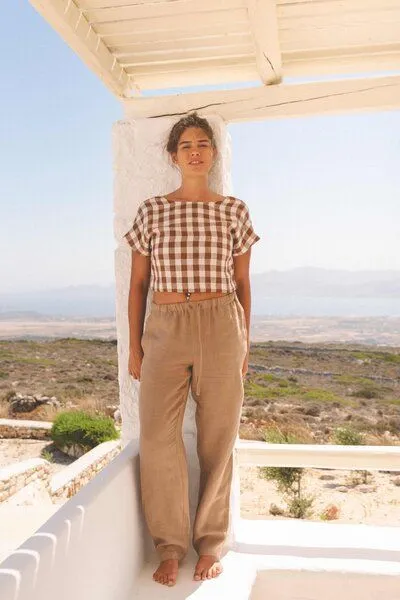 AmourLinen AmourLinen Leinenhose Malmo, Rosy brown (braun), – Produktbild 3 von 4