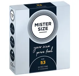 MISTER SIZE Kondome Mister Size «53» Maßkondome - fein & gediegen Packung mit, 3 St., Kondome in, vegan, extra dünn & extra fein, das passende Kondom in Ihrer Größe – Produktbild 1 von 1
