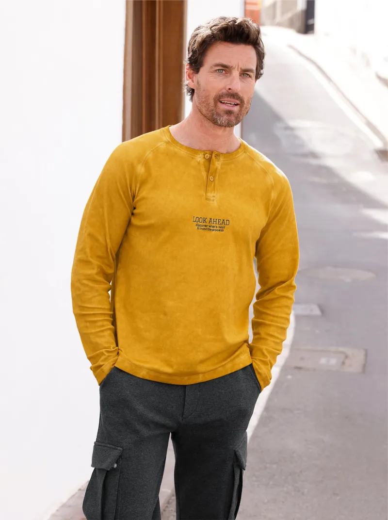 marco donati Langarmshirt ocker, Ocker, – Produktbild 1 von 3