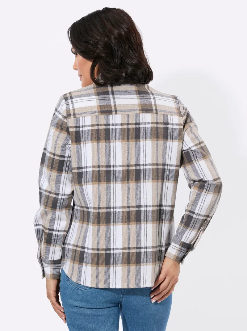 Witt Flanellbluse beige-anthrazit-kariert, Beige-anthrazit-kariert, – Produktbild 1 von 2