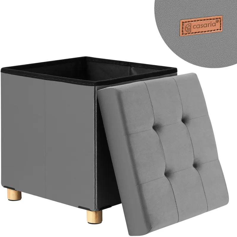 Casaria® Sitzhocker Anthrazit Samt 42x38x38cm faltbar – Produktbild 2 von 2