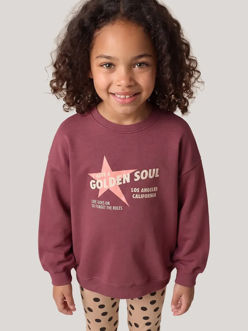 Vertbaudet Mädchen Sweatshirt mit Leggings, Dunkelviolett, – Produktbild 2 von 4
