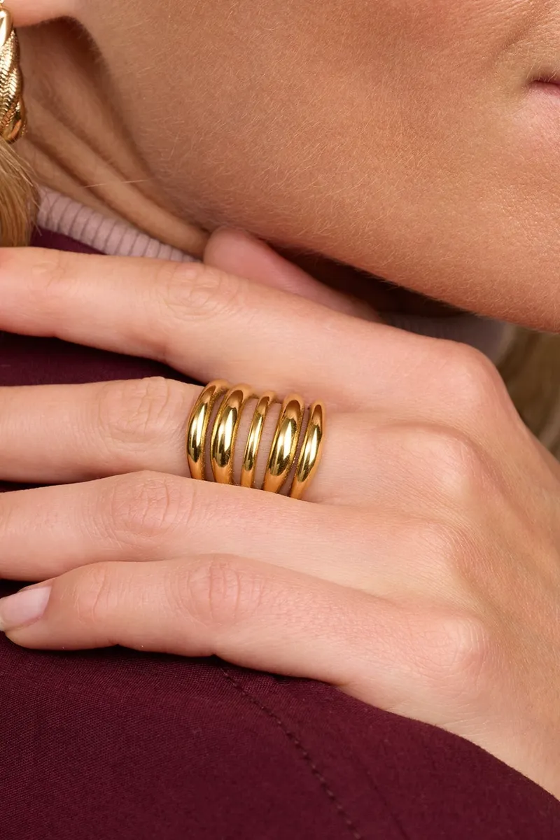 Amadeus Amadeus Damen vegan Ring Zion Fünf Stufen Gold, Gold, – Produktbild 2 von 2