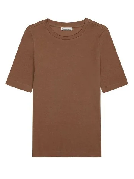 KnowledgeCotton Apparel KnowledgeCotton Apparel T-Shirt - Rib t-shirt - aus Bio-Baumwolle, Braun (tuffet), – Produktbild 1 von 3