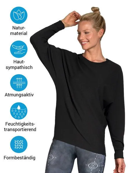 Magadi Magadi Yoga Sweater Anna aus Naturmaterial, Schwarz, – Produktbild 4 von 4