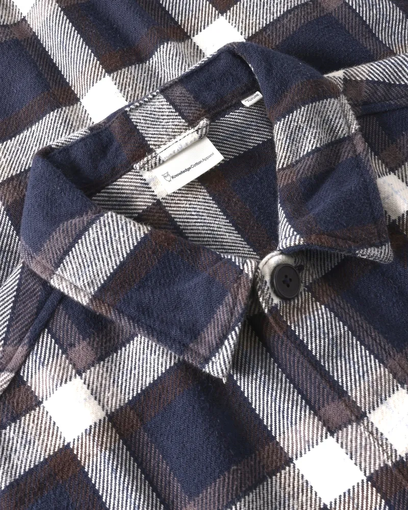 KnowledgeCotton Apparel KnowledgeCotton Apparel Herren vegan Overshirt Flannel Check Navy, Blau, – Produktbild 2 von 2