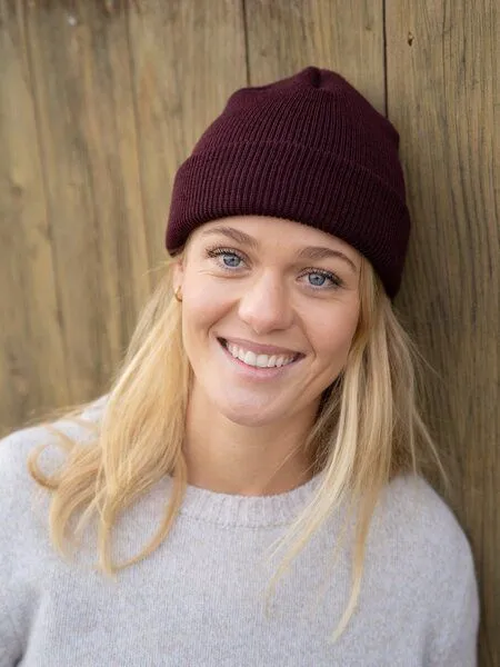 FUXBAU FUXBAU Merino Strickmütze, Bordeaux, – Produktbild 2 von 4