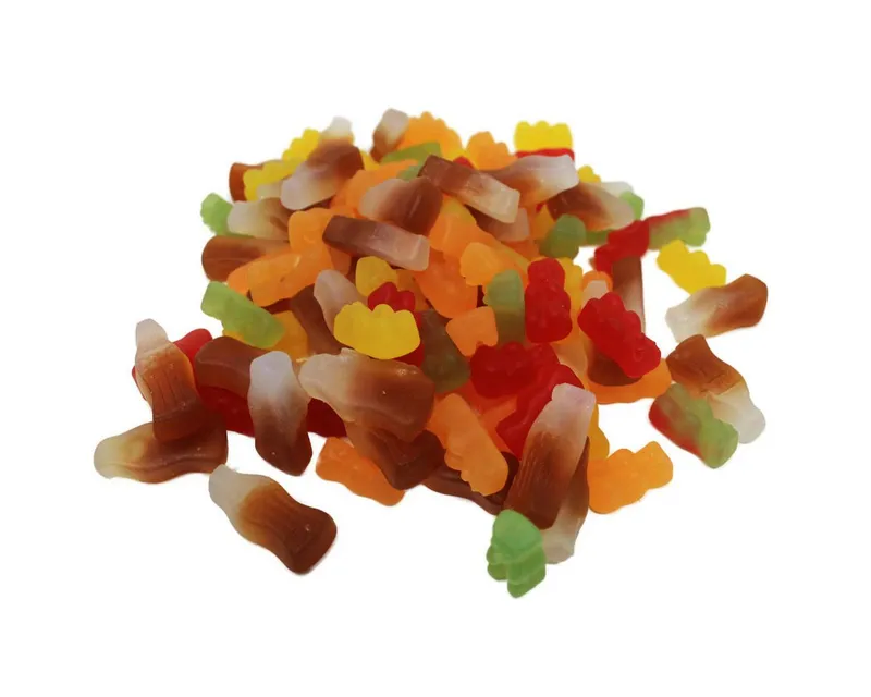 Fruchtgummi Bären & Co. Süßigkeit, Fruchtgummi Bären und Colaflaschen Mix zuckerfrei und vegan 175g – Produktbild 1 von 3