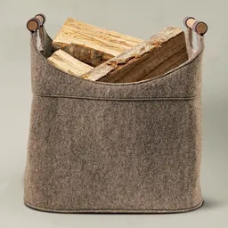 easy and green easy and green Korb für Kaminholz mit Echtholzgriffen (Eiche) 70 Liter aus Wollfilz – Produktbild 1 von 1