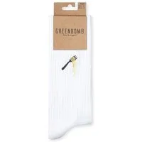 GreenBomb GREENBOMB Pasta Fork Tennis Socks - Lässige Socken aus Bio-Baumwoll Mix / hochwertiger Print / Fair & Vegan, Weiß (weiß), – Produktbild 1 von 1