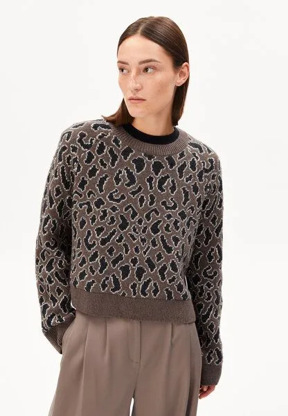 ARMEDANGELS ARMEDANGELS DILIRIAA LEOPAA Damen Pullover aus recyclem Bio-Woll Mix, Walnut cream, – Produktbild 1 von 4