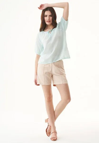 ORGANICATION ORGANICATION Bluse aus Bio-Baumwoll-Voile, Blau(pale blue), – Produktbild 2 von 4