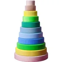 Grimms Grimms Großer Scheibenturm aus Buchenholz, 11-teilig neon grün Höhe 23 cm – Produktbild 1 von 1