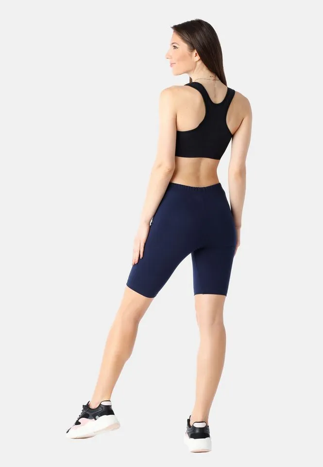 Bellivalini Leggings Damen Kurze Leggings aus Bio-Baumwolle BLV50-185 (1-tlg) elastischer Bund, Blau, – Produktbild 5 von 5
