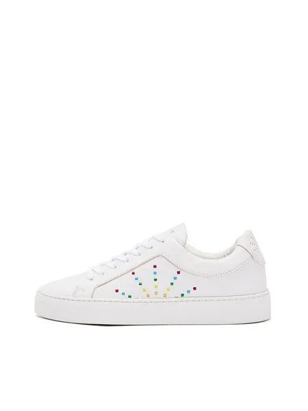 NINE TO FIVE NINE TO FIVE #gràcia - minimalistischer Damen Laced Sneaker aus Bioleder, Rainbow star, – Produktbild 2 von 4