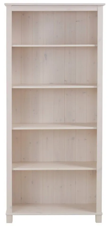 OTTO home Regal Pivo Bücherregal mit 4 verstellbaren Einlegeböden, aus massivem Kiefernholz, 5 Fächer, mit einer natürlichen Maserung, Weiß, – Produktbild 4 von 5