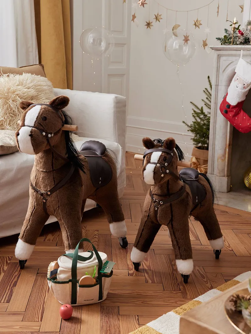 Vertbaudet Vertbaudet Kinder Reitpferd oder Einhorn auf Rollen, Kleines pferd braun, – Produktbild 2 von 4