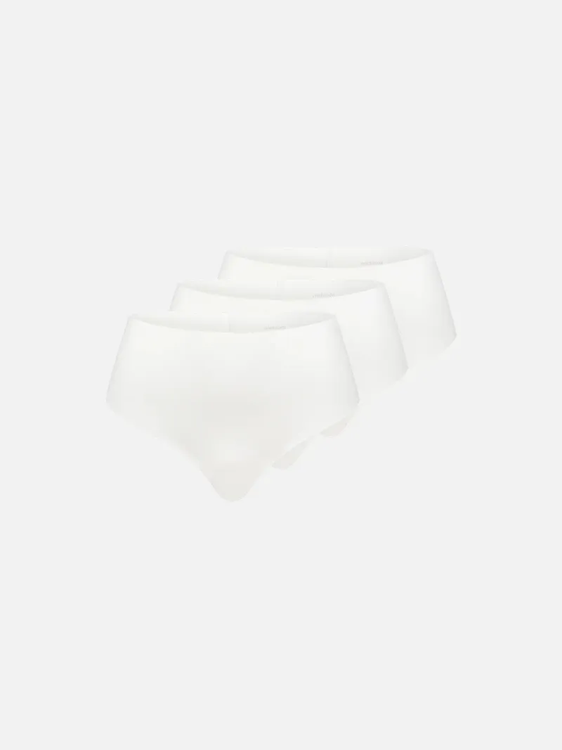 erlich textil erlich textil Light Touch High Waist Brazil String im 3er Pack aus weichem Modal, made in Europe, Ecru, – Produktbild 1 von 5
