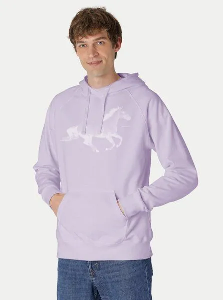 Peaces.bio - handbedruckte Biomode Peaces.bio - handbedruckte Biomode Bio-Herren-Kapuzensweater Horsepower, Lavendel, – Produktbild 1 von 2