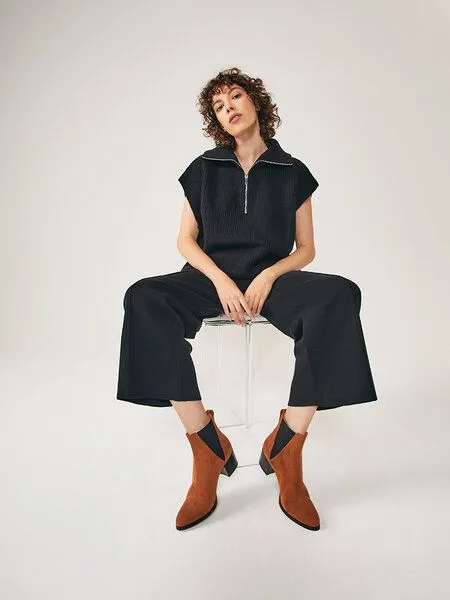 NINE TO FIVE NINE TO FIVE #brygge - veganer Chelsea Boot mit Blockabsatz, Mocca soave, – Produktbild 2 von 4