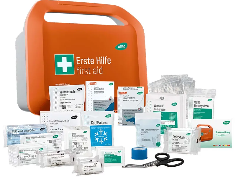 WERO WERO Erste-Hilfe-Koffer "Smart Case" DIN 13157, klein, detektierbar, inkl. Wandhalterung – Produktbild 1 von 1