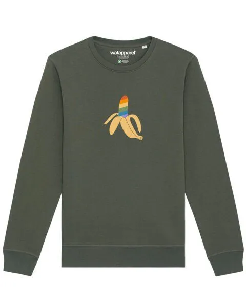 watapparel watapparel Sweatshirt Unisex Rainbow Banana, Khaki, – Produktbild 1 von 3