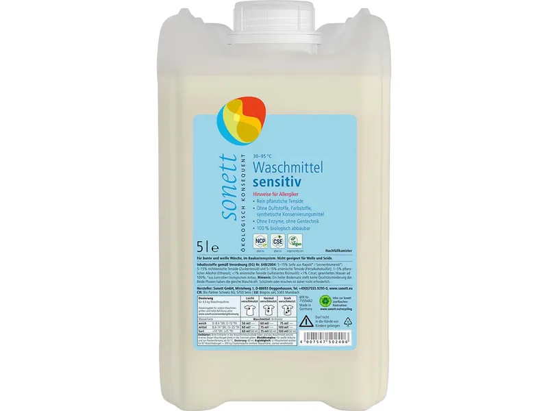 Sonett Sonett Flüssigwaschmittel "Sensitiv", Nachfüllung, 5 l – Produktbild 1 von 1