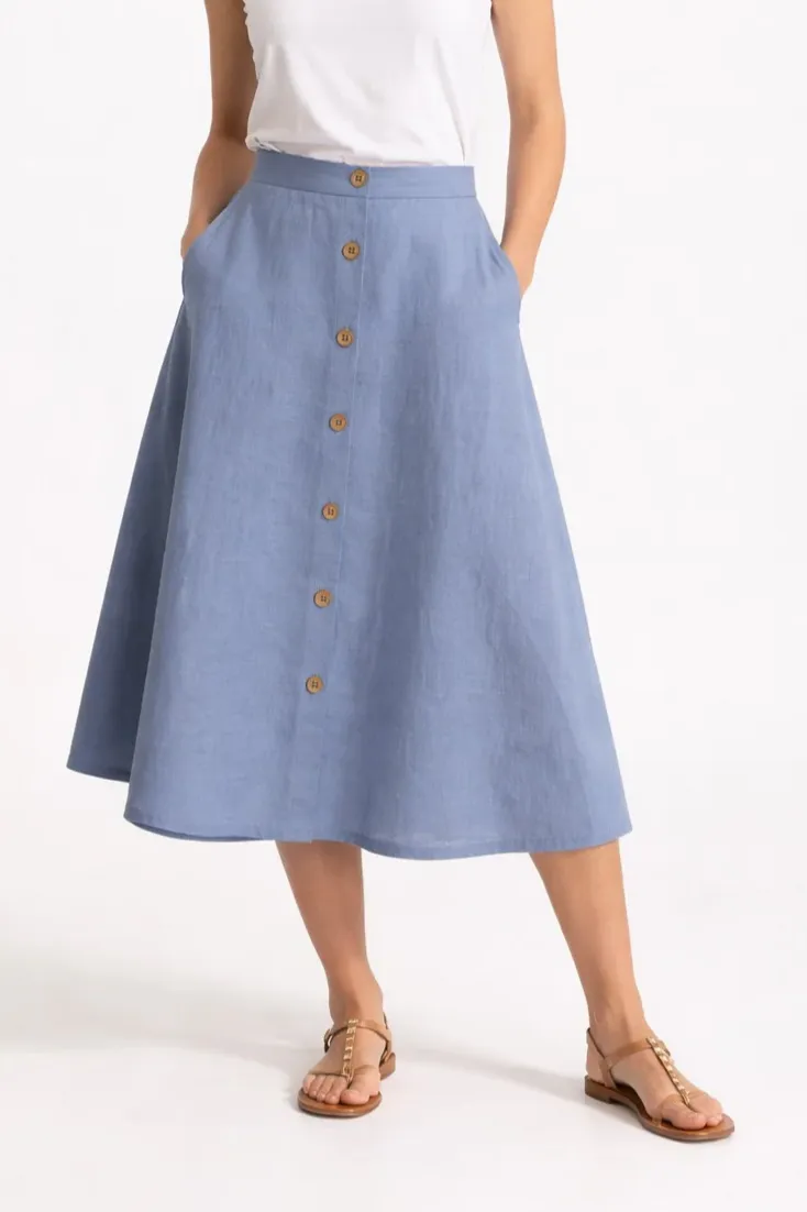 De IONESCU De IONESCU Damen vegan Midirock Leinen, Hellblau, – Produktbild 2 von 2