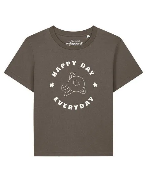 watapparel watapparel T-Shirt Frauen Happy day everyday, Mocha, – Produktbild 1 von 2