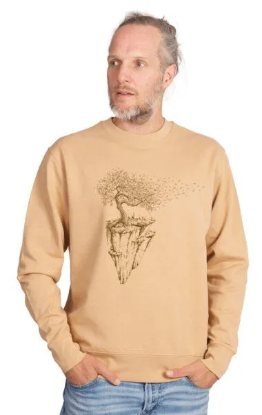 Life-Tree Life-Tree Sweater aus Biobaumwolle Fairwear Unisex "Maple Island" in Latte – Produktbild 3 von 4