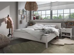 Massivholzbett "Solvita" 140 x 200 cm, Kiefer weiß – Produktbild 1 von 1
