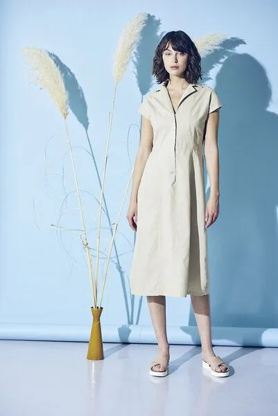 HempAge HempAge Damen schlichtes Hemdblusenkleid Hanf/Biobaumwolle, Butter(gelb), – Produktbild 4 von 4