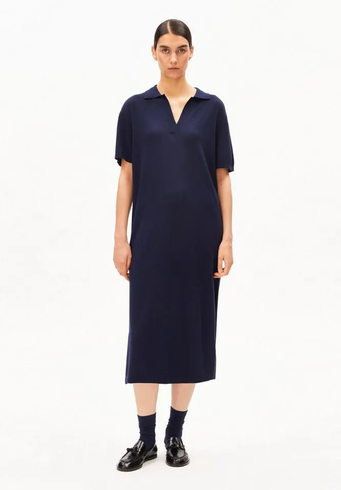 ARMEDANGELS ARMEDANGELS Strickkleid FINE POLO Strickkleid aus Bio-Baumwoll Mix Kragen, Tinted navy, – Produktbild 2 von 5