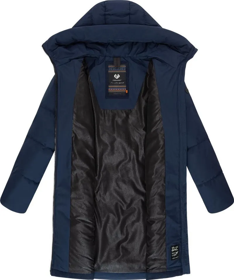 ragwear ragwear Wintermantel Jumana Damen Mantel aus modernem Materialmix mit Kapuze, Blau, – Produktbild 1 von 4