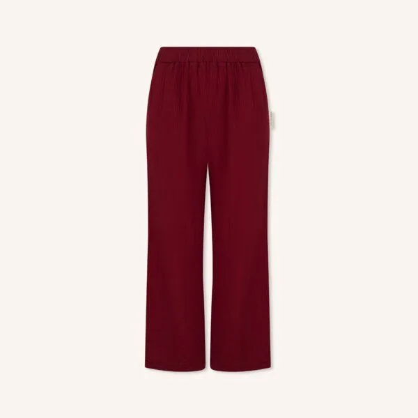 NORDLICHT NORDLICHT Damen Hose aus Bio-Baumwolle Musselin LEJA, Bordeaux (rot), – Produktbild 2 von 4