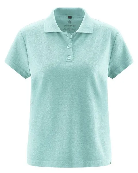 HempAge HempAge Klassisches Damen-Poloshirt Hanf/Biobaumwolle, Lake (blau), – Produktbild 3 von 4