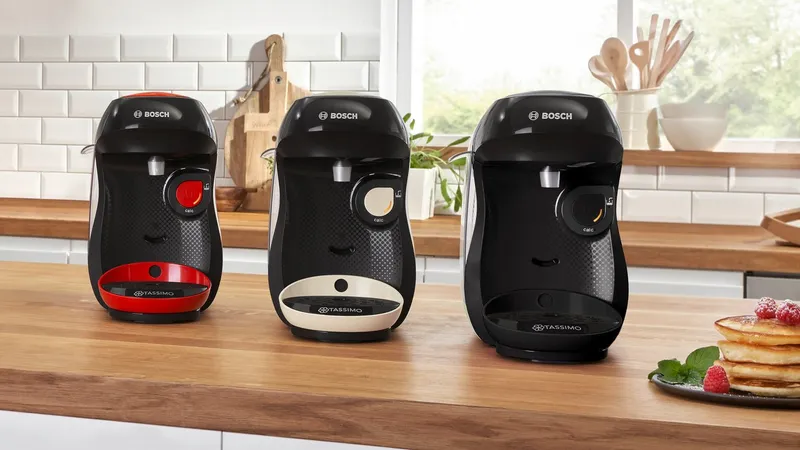 Tassimo Tassimo Kapselmaschine happy friendly TAS102E, über 70 Getränke, platzsparend, geeignet für alle Tassen, Wassertank 0,7 L, Beige|schwarz, – Produktbild 5 von 5