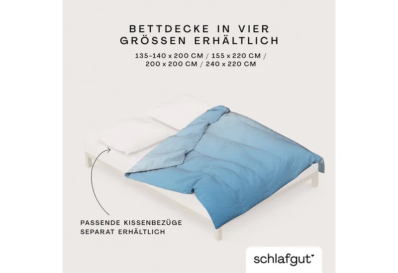 Schlafgut Schlafgut Bettbezug Premium Bettbezug Woven Fade Satin (1 St), (1 St), Ton-in-Ton Reißverschluss, Fadendichte von 300tc, Streifen, OEKO Tex, Grau, – Produktbild 5 von 5